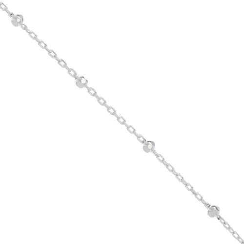 Catena maglie forçat rettangolare con sfera sfaccetta 2.5mm 1/1Argento 925 x cm.50