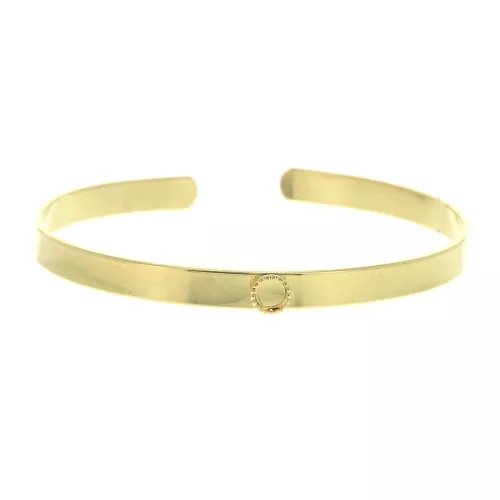 Bracciale 5x170 mm per cabochon rotondo base piatta 4 mm - Dorato con oro fino x1