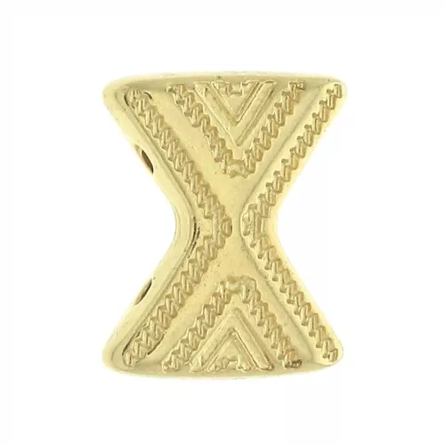 Cymbal - Connettore a perlina Chevron Beads 11x9.5 mm Sostis Dorato con oro fino x1
