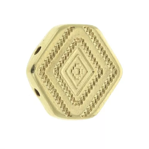 Cymbal - Connettore a perlina Chevron Beads 11x12 mm Malliadiko Dorato con oro fino x1
