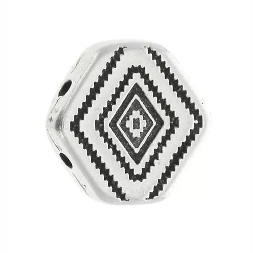 Cymbal - Connettore a perlina Chevron Beads 11x12 mm Malliadiko Arg vieil x1