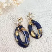 Orecchini stella di mare con perle imitazione madreperla 12 mm - Bianco - Dorato con oro fino x2