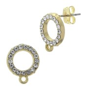 Orecchini rotondi con strass & anello chiuso 14.5x12mm Dorato con oro fino - Crystal x2