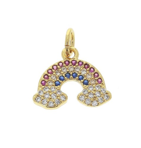 Ciondolo arcobaleno con  Ossido di zirconio e anello 11x14 mm - Dorato - Multicolore x1