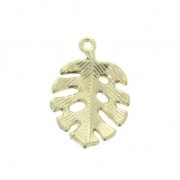 Pendente foglia filodendro in zamac e resina epossidica 27x18mm Rosa - Dorato x1