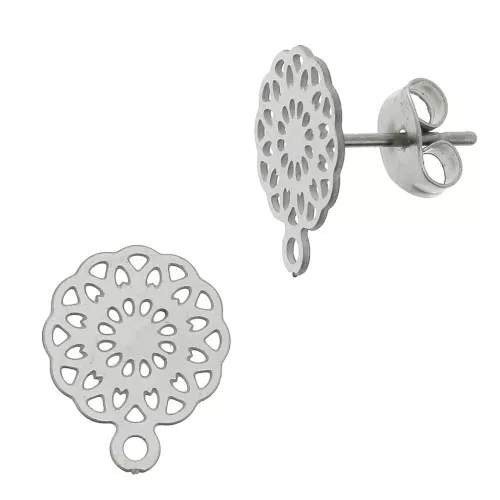 Orecchini rosoni con un anello chiuso 11 mm - Acciaio inossidabile 304L x2