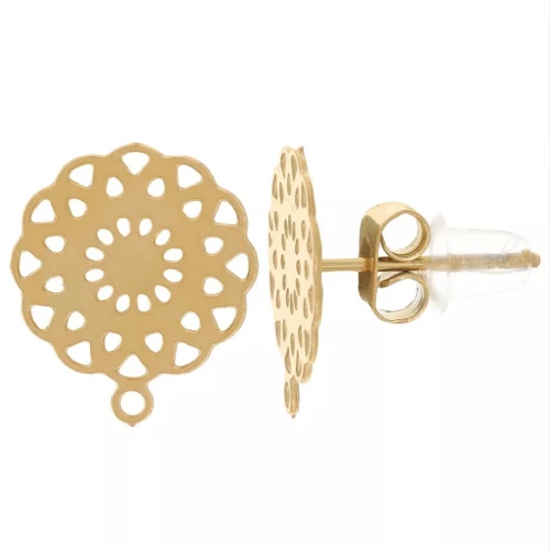 Orecchini a rosetta - anello chiuso da 11 mm - acciaio inossidabile 304L Dorato x2