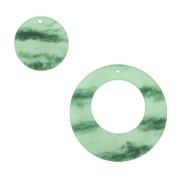 Kit di 4 pendenti rotondi - orecchini in resina -  Verde marmo