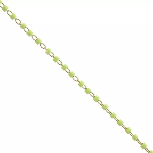 Catena di perle con Miyuki Delica 11/0 1.70 mm - Dorato - Verde Chiaro x1 m