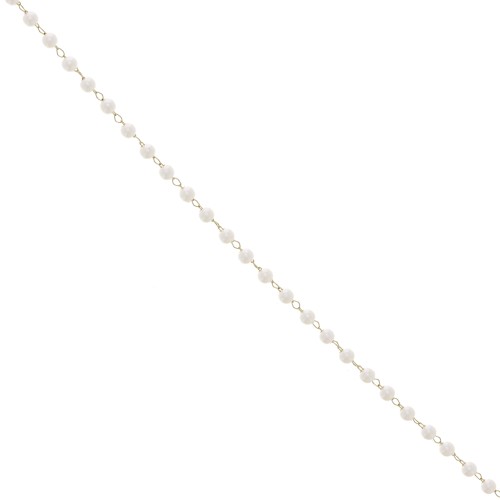 Catena di Perla con perle di madreperla da 3 mm - Acciaio inossidabile 304L Dorato - Bianco x1m