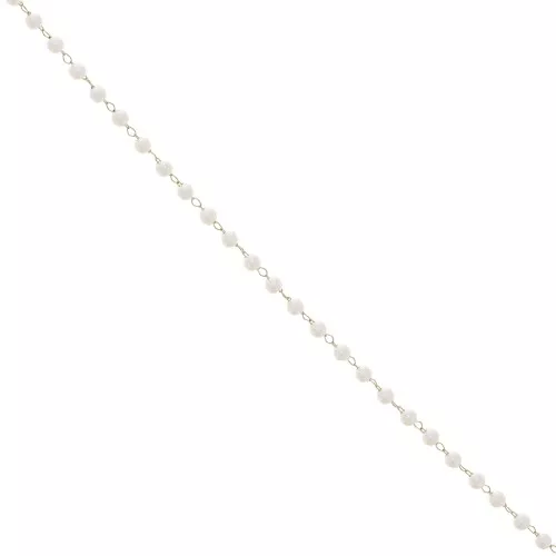 Catena di Perla con perle di madreperla da 3 mm - Acciaio inossidabile 304L Dorato - Bianco x1m