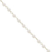 Catena di Perla con perle di madreperla da 3 mm - Acciaio inossidabile 304L Dorato - Bianco x1m