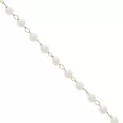 Catena di Perla con perle di madreperla da 3 mm - Acciaio inossidabile 304L Dorato - Bianco x1m