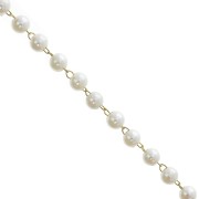 Catena acciaio inossidabile placcata oro con perle imitazione madreperla 4 mm - Bianco x1 m|raw }}