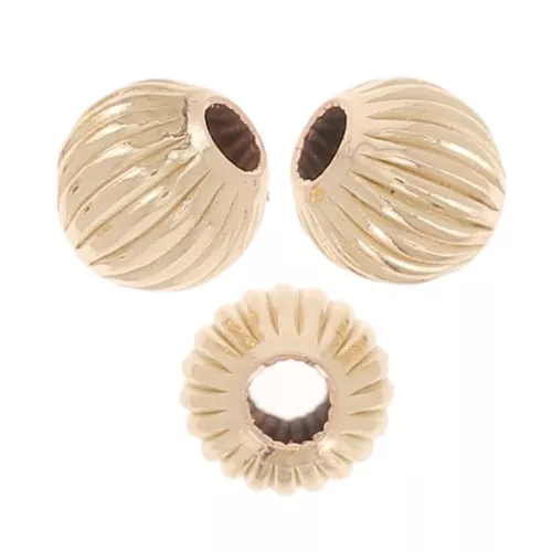 Perle rotonde striate 2 mm - Gold filled x10