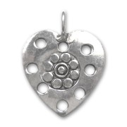 Ciondolo Cuore buccato mm. 18 in Argento 925 ossidato x1