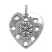 Ciondolo Cuore buccato mm. 18 in Argento 925 ossidato x1