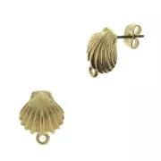 Chiodi di orecchie conchiglie con anello chiuso 15x12 mm - Dorato con oro fino x2