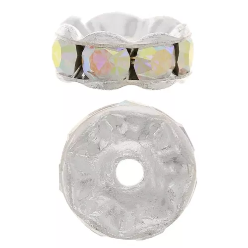 Perla rondella Strass mm. 8 argentato/Crystal AB x1