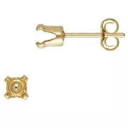 Chiodi di Orecchie 4 artigli per cabochon 4 mm - Gold Filled x2