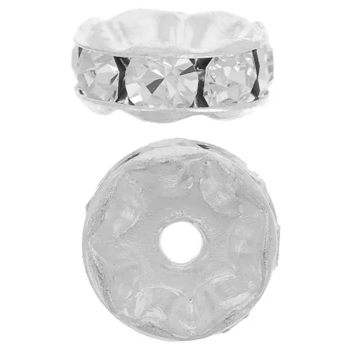Perla rondella Strass mm. 8 argentato/Crystal x1