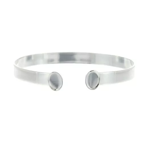Bracciale castone in ottone 6x174 mm per cabochon ovale 8x6mm- Argentato x1