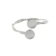 Anello doppio intrecciato per cabochon base piatta 4 mm in Argento 925 x1