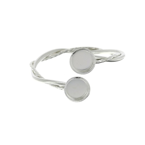 Anello doppio intrecciato per cabochon base piatta 4 mm in Argento 925 x1