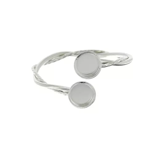 Anello doppio intrecciato per cabochon base piatta 4 mm in Argento 925 x1