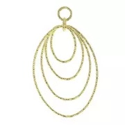 Pendente ovale diamante  35.5mm Arg. 925 Dorato all'oro fino