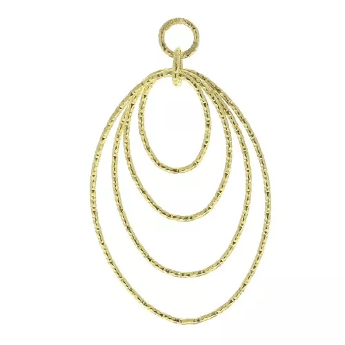Pendente ovale diamante 35.5mm Arg. 925 Dorato all'oro fino