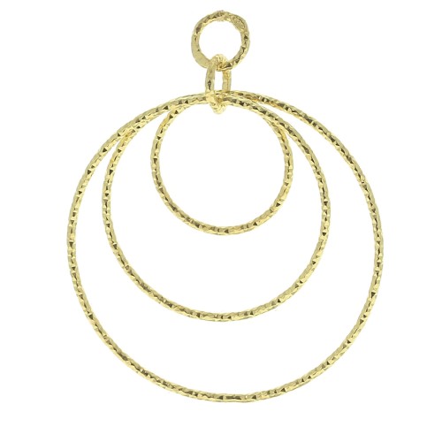 Pendente rotondo diamante - 30 mm Arg. 925 Dorato all'oro fino x1