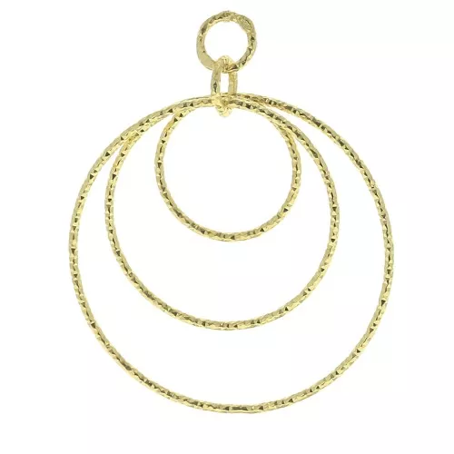 Pendente rotondo diamante - 30 mm Arg. 925 Dorato all'oro fino  x1
