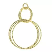 Pendente rotondo diamante 38 mm Arg. 925 Dorato all'oro fino x1