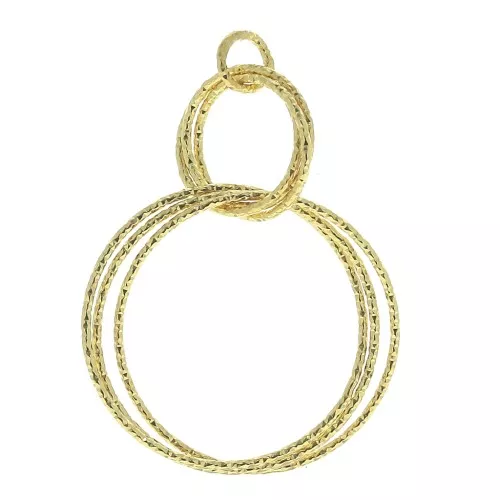 Pendente rotondo diamante 38 mm Arg. 925 Dorato all'oro fino x1
