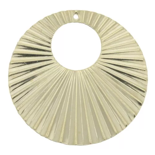 Pendente creole rotondo traforato effetto pieghettato 34 mm in Gold filled x1