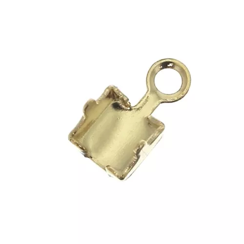 Terminale per catena strass 3 mm - Dorato all'oro fino x1