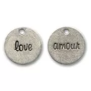 Ciondolo amour/love mm. 15 Placcatura argento antico x1
