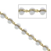 Catena maglia fantasia 3 mm con perle in resina epoxy - Bianco - Dorato x50cm
