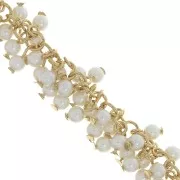 Catena maglia fantasia - perle imitazione madreperla 11 mm Bianco - Dorado cox22cm