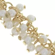 Catena maglia fantasia - perle imitazione madreperla 11 mm Bianco - Dorado cox22cm