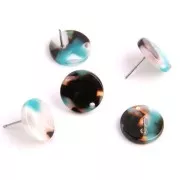 Chiodi di orecchi acetato cellulosa 15 mm Squama di tartaruga Turchese - Bianco x2