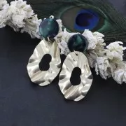 Chiodi di orecchi acetato cellulosa 15 mm Squama di tartaruga Turchese - Bianco x2