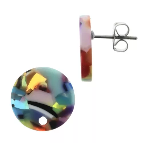 Chiodi di orecchi acetato cellulosa 15 mm Squama di tartaruga - Multicolor x2