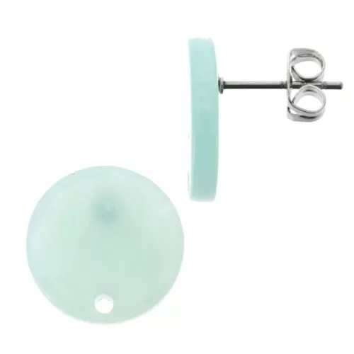 Chiodi di orecchi acetato cellulosa 15 mm Squama di tartaruga - Menta madreperlaceo x2