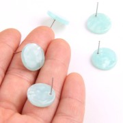 Chiodi di orecchi acetato cellulosa 15 mm Squama di tartaruga - Menta madreperlaceo x2