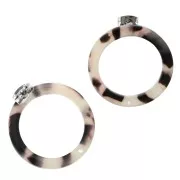 Chiodi di orecchi cerchio en acetato 25 mm Squama di tartaruga - Beige - Nero x2