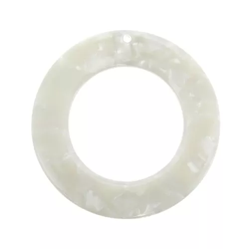Pendente cerchio scavato acetato 40 mm - Squama di tartaruga Bianco madreperlaceo x1