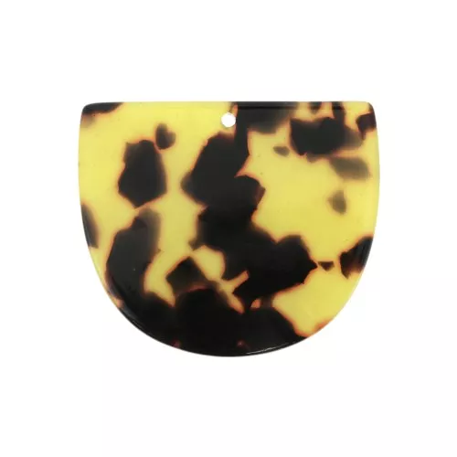 Pendente mezza luna acetato 29x34 mm - Squama di tartaruga Marrone - Nero x1