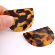 Pendente mezza luna acetato 29x34 mm - Squama di tartaruga Marrone - Nero x1